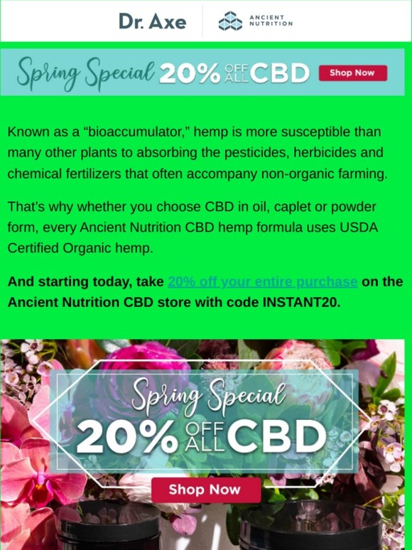 Dr. Axe 20 Off Organic CBD Hemp for You Milled