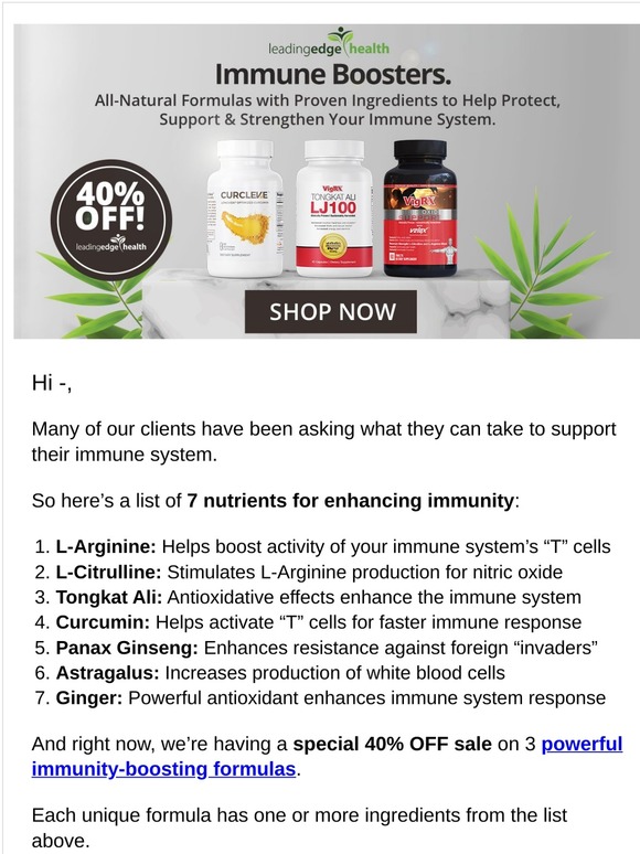 Leading Edge Health 40 Sale Natural Immune System Support Milled