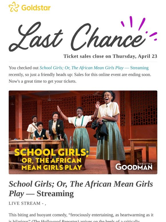Goldstar School Girls Or The African Mean Girls Play Streaming Ticket Sales Close Soon Milled