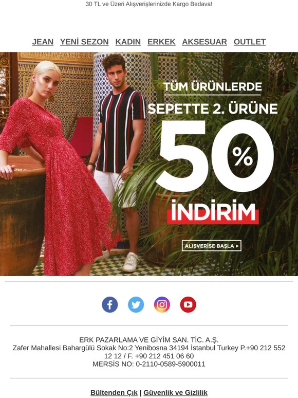 Tüm Ürünlerde 2.Ürüne Sepette %50 İndirim!