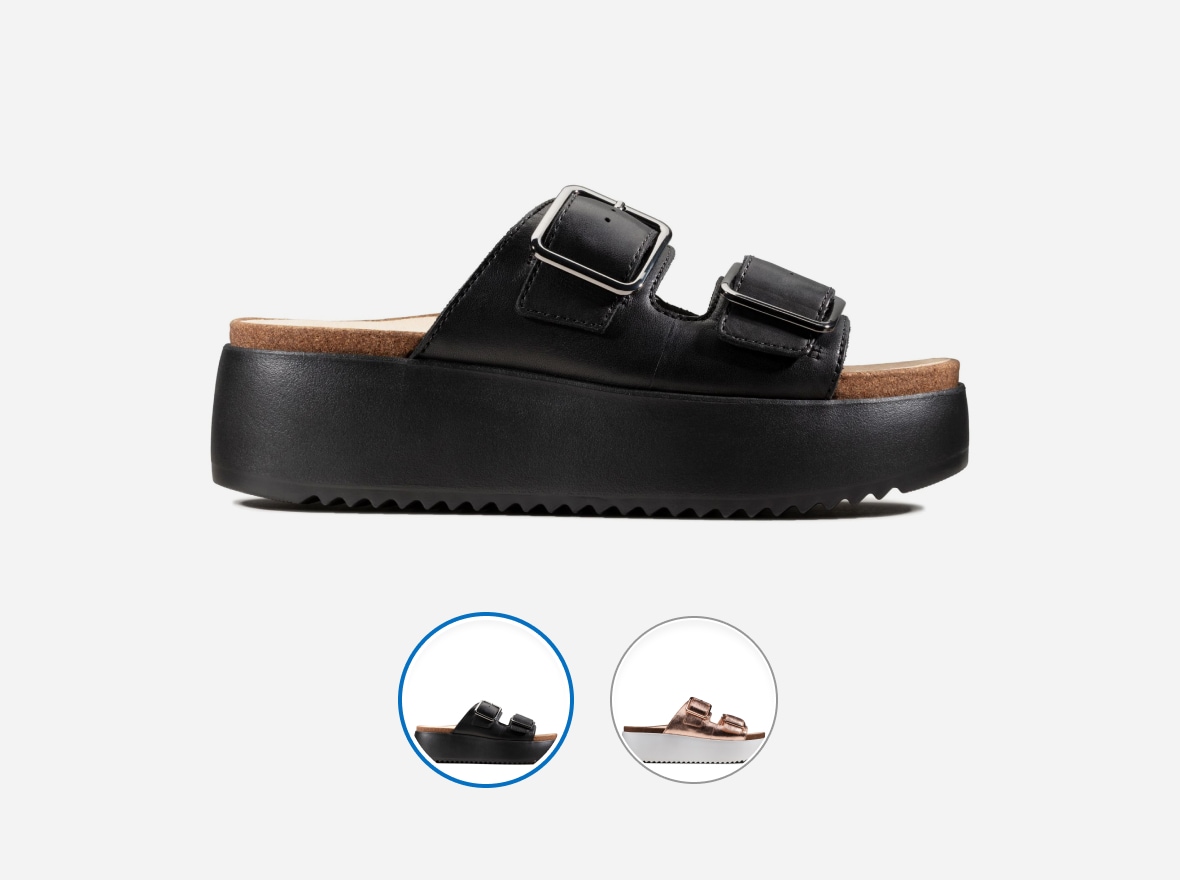 botanic slide black leather