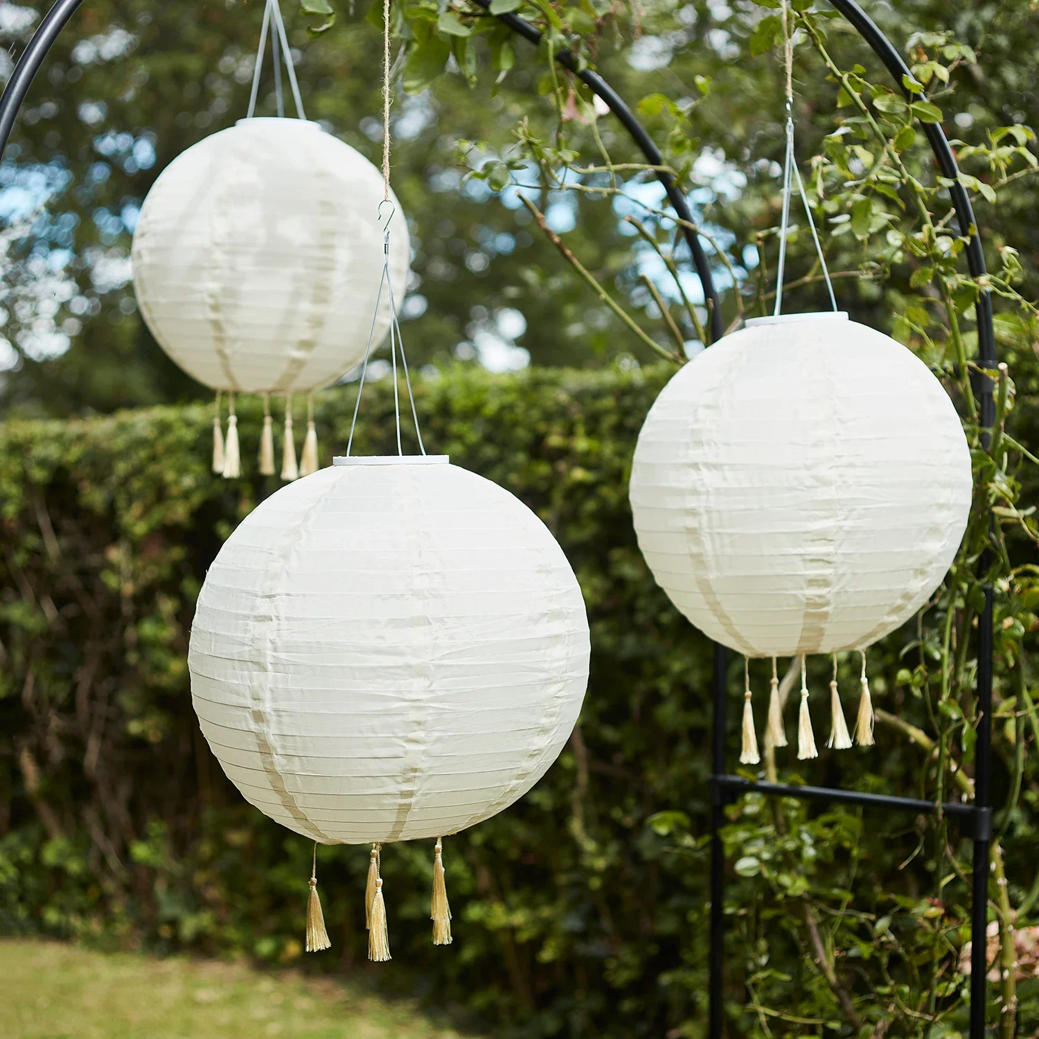 Outdoor Solar Beehive Spiral Hanging Lantern Warm White LED 35cm by Lights4fun 