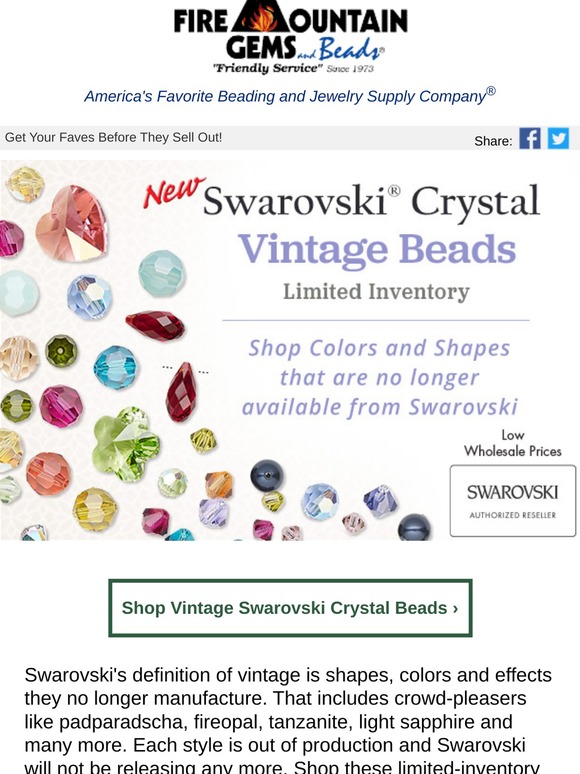 Fire Mountain Gems New Vintage Swarovski BEADS are Here Milled