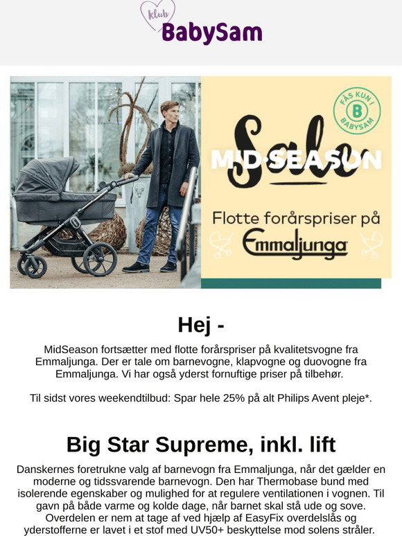 Babysam DK: Sale på Emmaljunga Big Star Supreme + lift 7.998.- | Milled