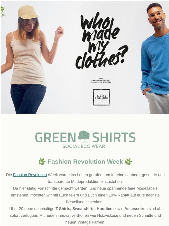 🌏 Fashion Revolution Week! Neue nachhaltige Materialien & 10% Rabatt 🙌