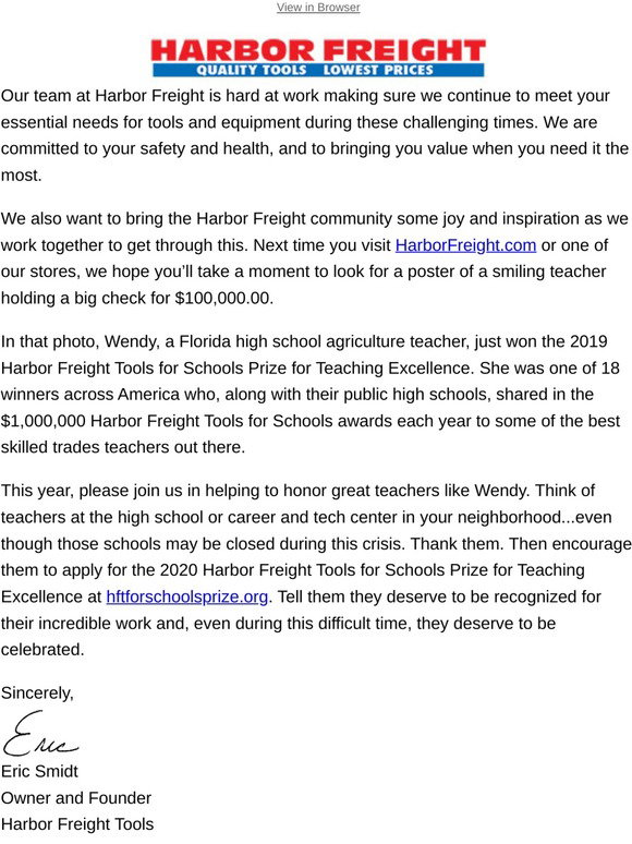 Harbor Freight Tools: $1,000,000 in Prizes - Apply Now | Milled