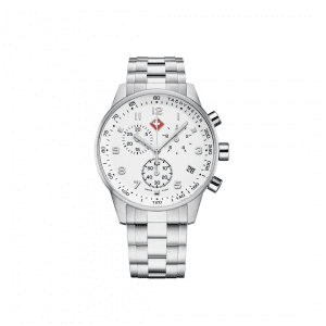 Steel Chronograph: White Face and Steel Bracelet