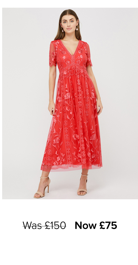valentina embroidered midi dress