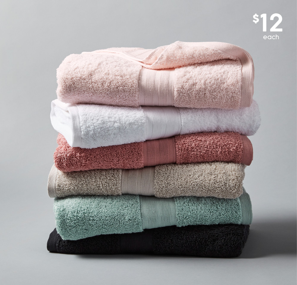 Target Australia Grandeur and Canningvale bath towels Milled