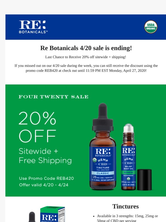 RE Botanicals LAST CHANCE for Re Botanicals 4/20 Sale! Milled