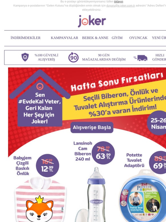 Seçili Biberon, Önlük ve Tuvalet Alıştırma Ürünlerinde %30'a Varan İndirim!
