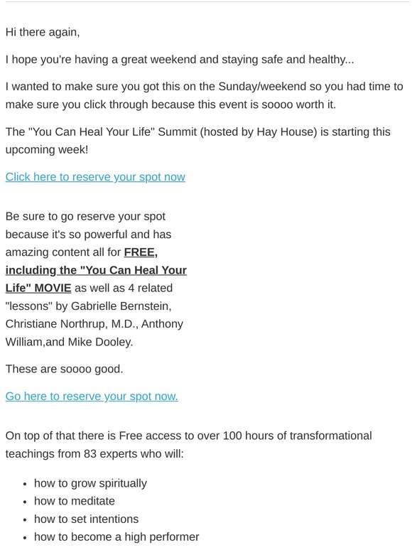 ❤️ Free MOIVE Ticket - Louise Hay - You CAN Heal Your Life!