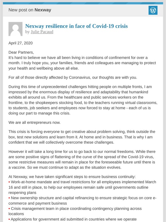 [New post] Nexway resilience in face of Covid-19 crisis