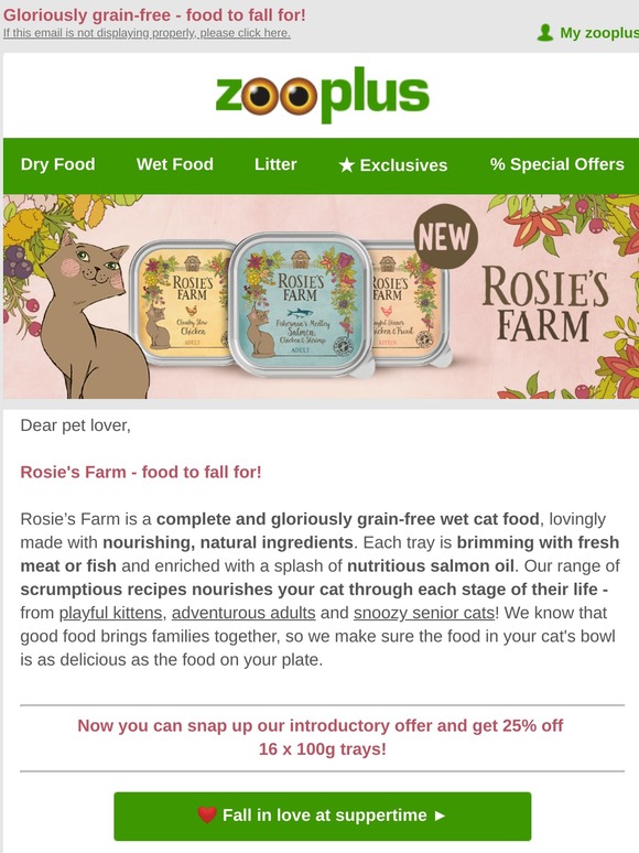 zooplus.co.uk NEW Rosie's Farm 25 Off! 😻 Milled