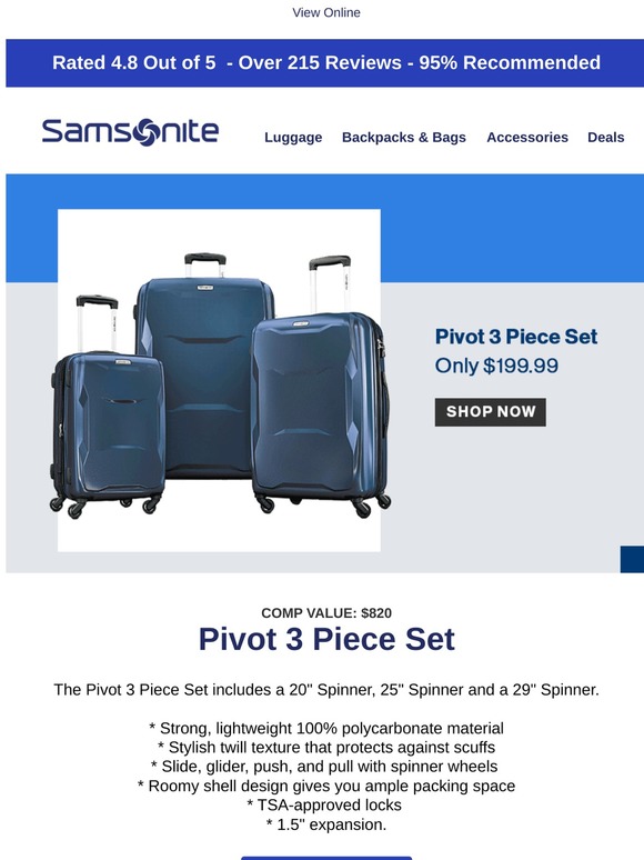 samsonite pivot 3 piece set