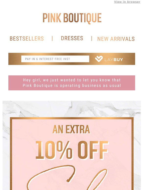 Pink Boutique Get An Extra 10 Of Sale With This Code Milled