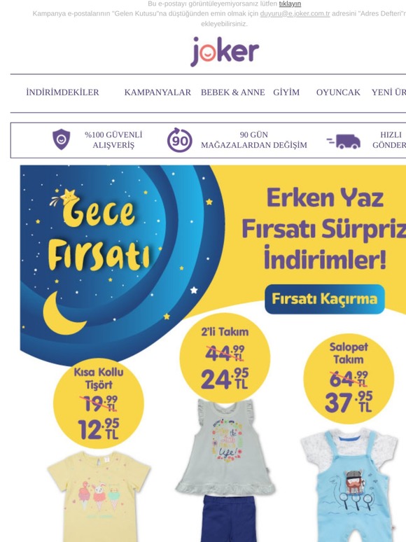 Gece Fırsatı Başladı! | Erken Yaz Fırsatları, Sürpriz İndirimlerle Joker.com.tr'de!