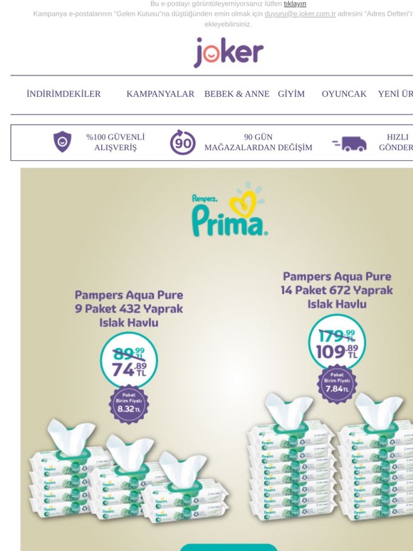 Seçili Prima Bebek Bezleri ve Islak Mendillerde Özel İndirimler Joker.com.tr'de!