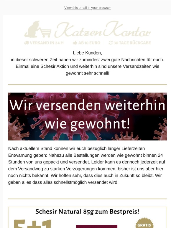 5+1 Aktion und Corona Lieferinfos