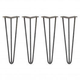 4 x 16" Hairpin Legs - 3 Prong - 10mm - Steel