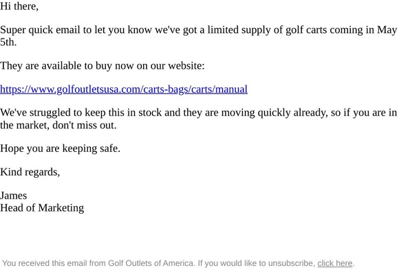 Golf Carts - Limited Quantities Available To Buy Now