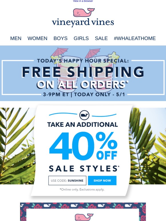 vineyard vines free shipping code