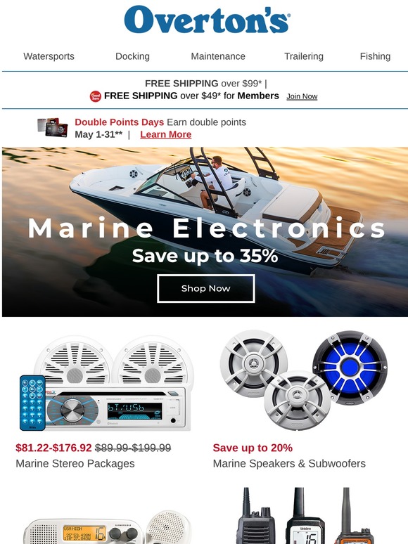 Overton's Save on Marine Electronics and Accessories Milled