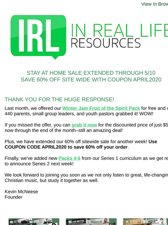Stay At Home Sale Extended - 60% Off Through 5/10