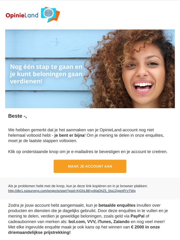 Voltooi je inschrijving bij OpinieLand