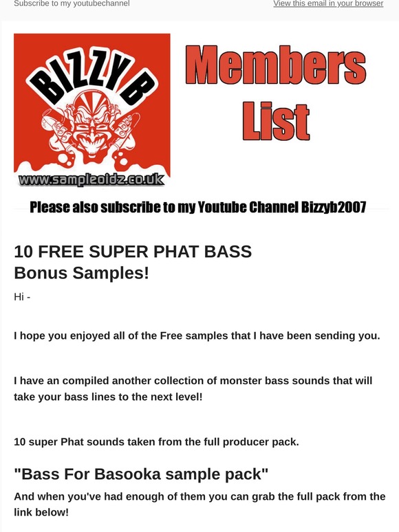 10 FREE SUPER PHAT BASS Bonus Samples!