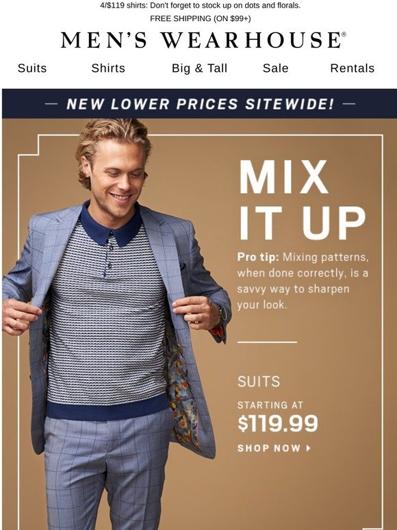 Men's Wearhouse: Mix patterns like a pro with $119 suits | Milled