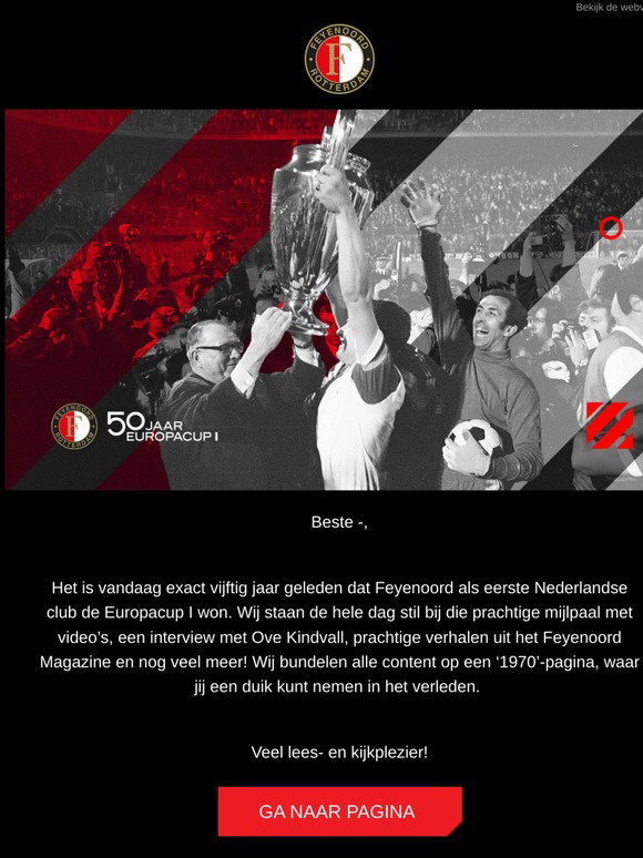 Fanion Rare Feyenoord Rotterdam - Coupe D'Europe 1970 - Collection Football