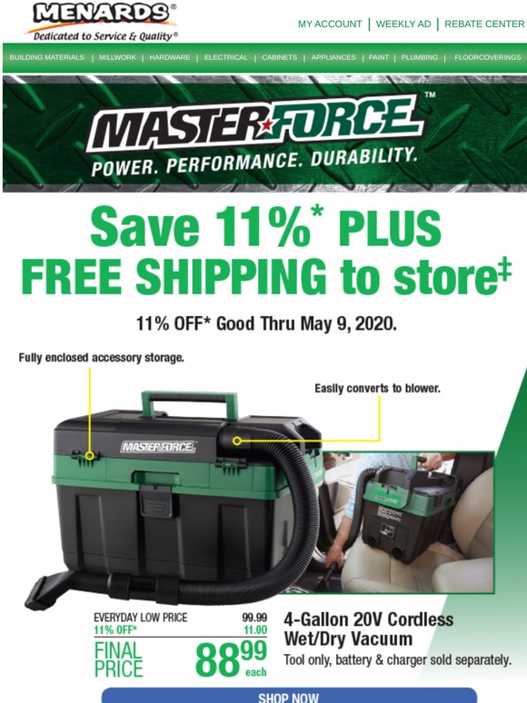 Menards MASTERFORCE® TOOLS Power. Performance. Durability. Milled