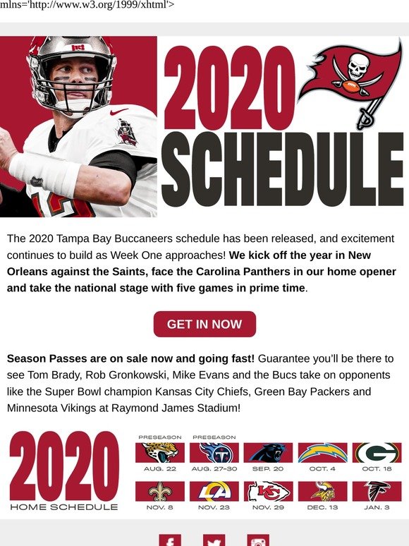 Buccaneers Official Online Store Our schedule is here...👀 See us LIVE