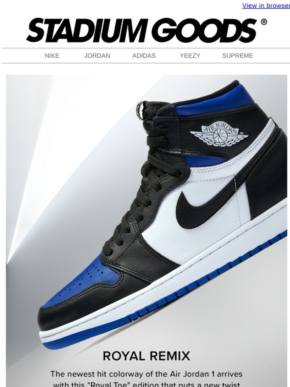 royal toe jordan 1 stadium goods