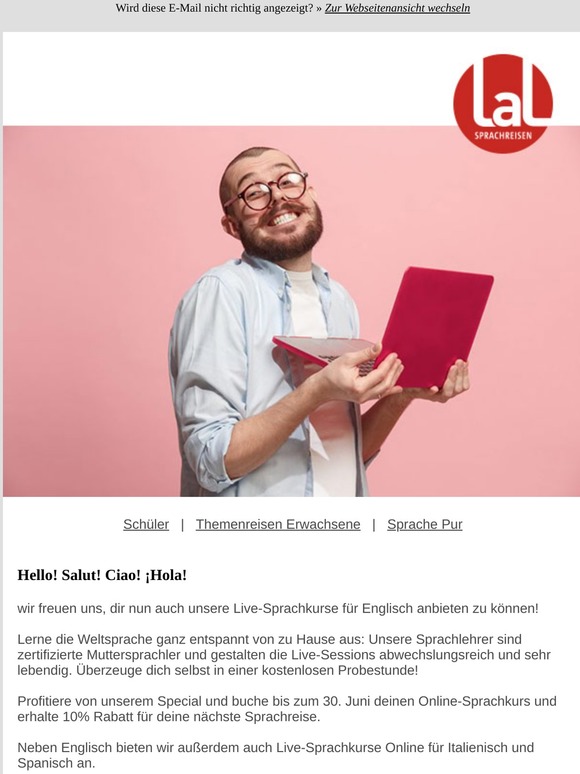 NEU: Entdecke unsere Live-Sprachkurse Online für Englisch