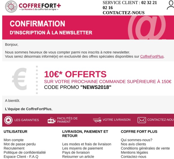 Confirmation d'inscription à la newsletter