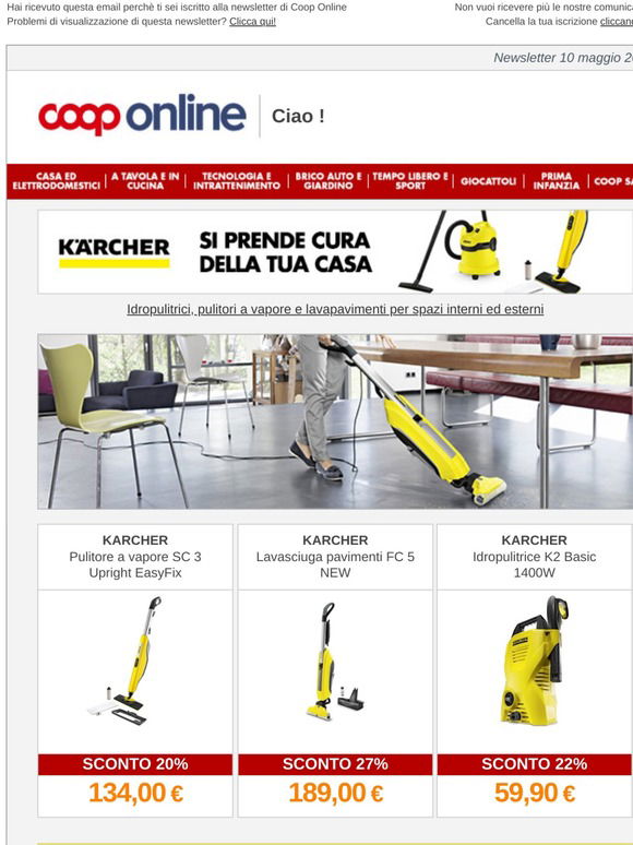 Coop: 💨Karcher si prende cura della pulizia della tua casa