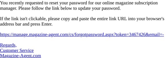 Subscription Manager Password Reset