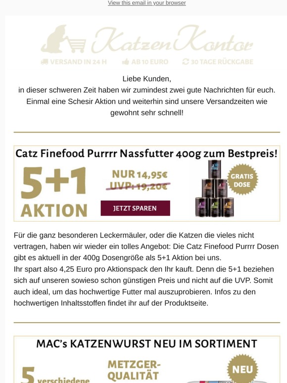 5+1 Aktion und Corona Lieferinfos