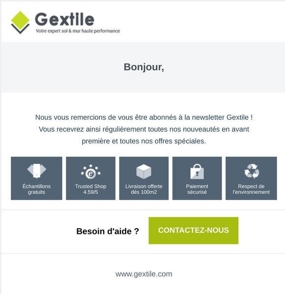 Succès de confirmation de votre abonnement à la newsletter
