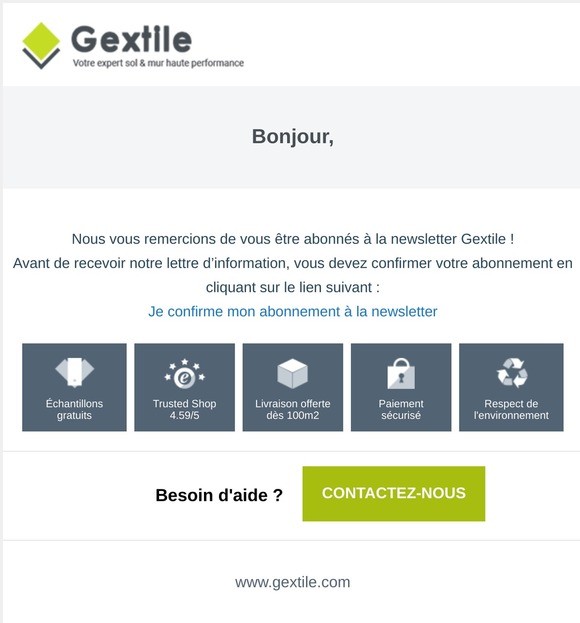 Confirmation de votre abonnement à la newsletter