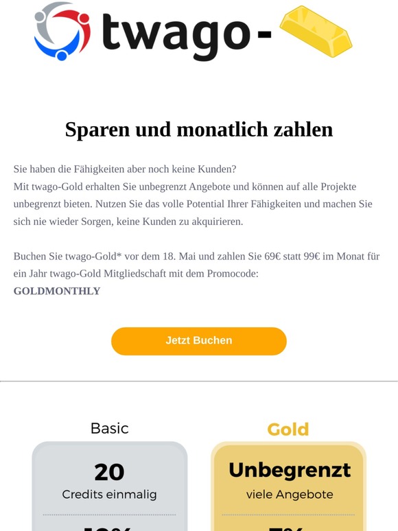 Monatlich zahlen und bis zu 30% für eine Gold-Mitgliedschaft sparen