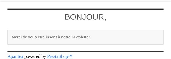 [AparTea] Confirmation newsletter