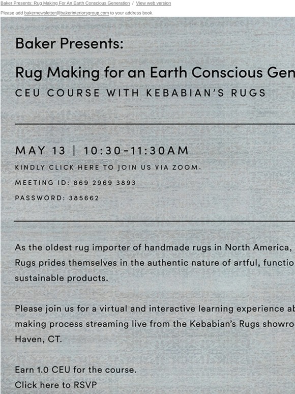 Baker Presents: Rug Making For An Earth Conscious Generation