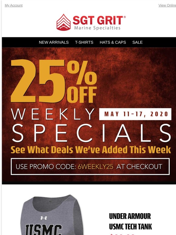 Sgt. Grit Marine Specialties Weekly Specials 25 Select Items Milled