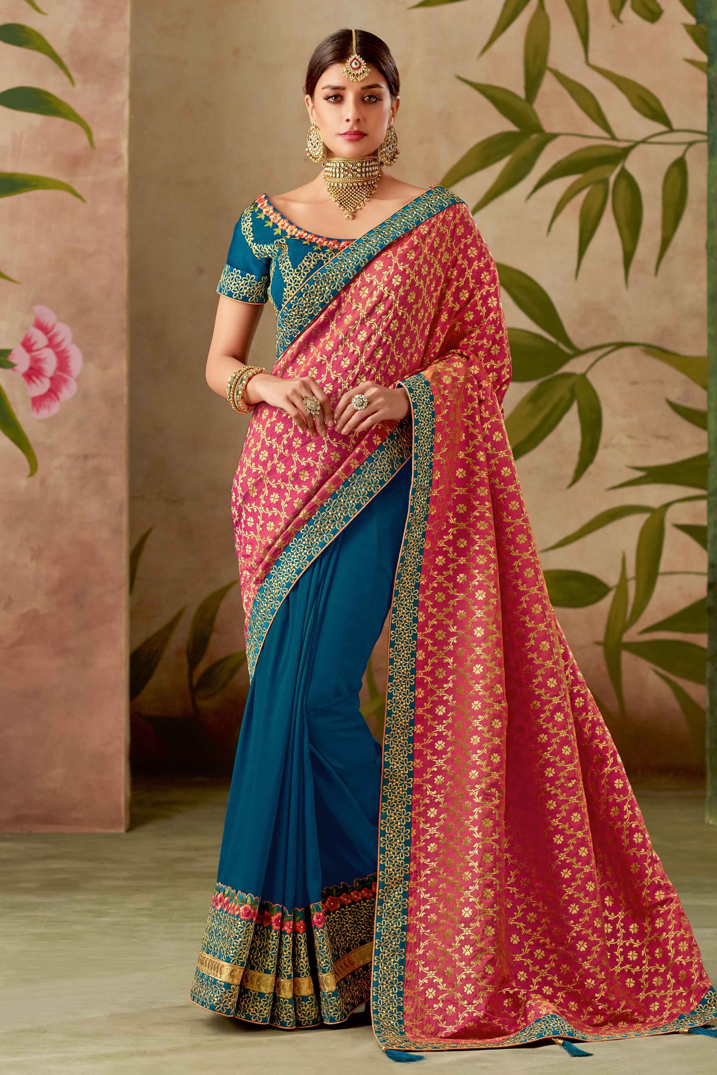 Ninecolours Choose From A Wide Range Of Half And Half Saree Designs With Beautiful Fabrics Milled