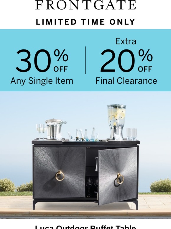 Frontgate The ultimate outdoor buffet table. 30 off any single item