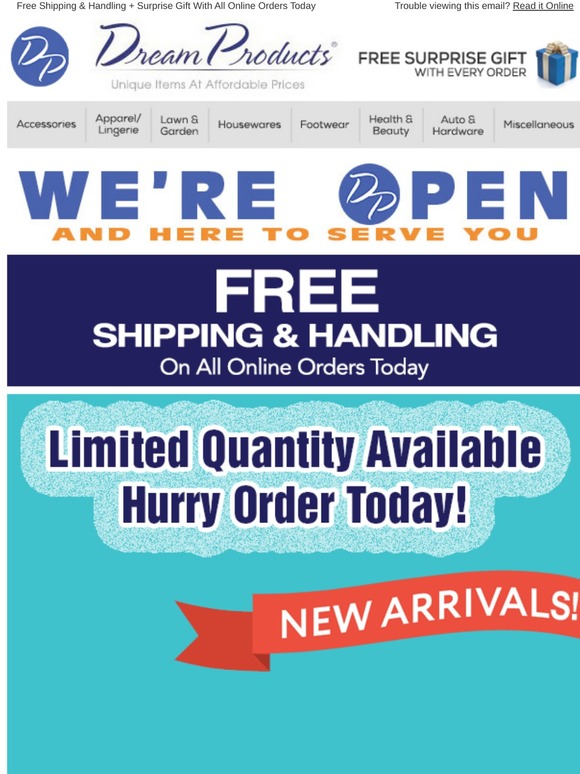 Dream Products Limited Quantities On New Arrivals! Milled