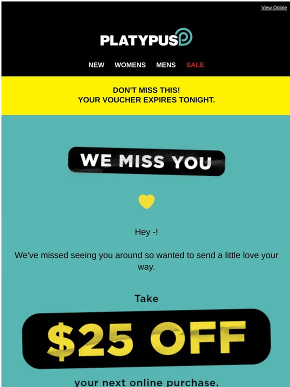 Platypus Shoes Your 25 Voucher Expires Tonight! Milled